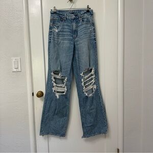 American Eagle Curvy Super High-Rise Baggy Straight Jeans | Size 6 Long